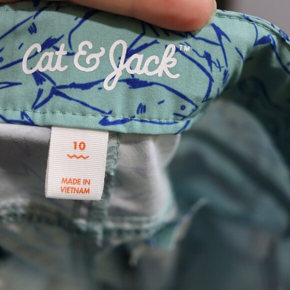 Cat & Jack Boys Shark Print Swim Trunk Shorts 10 - Picture 7 of 8